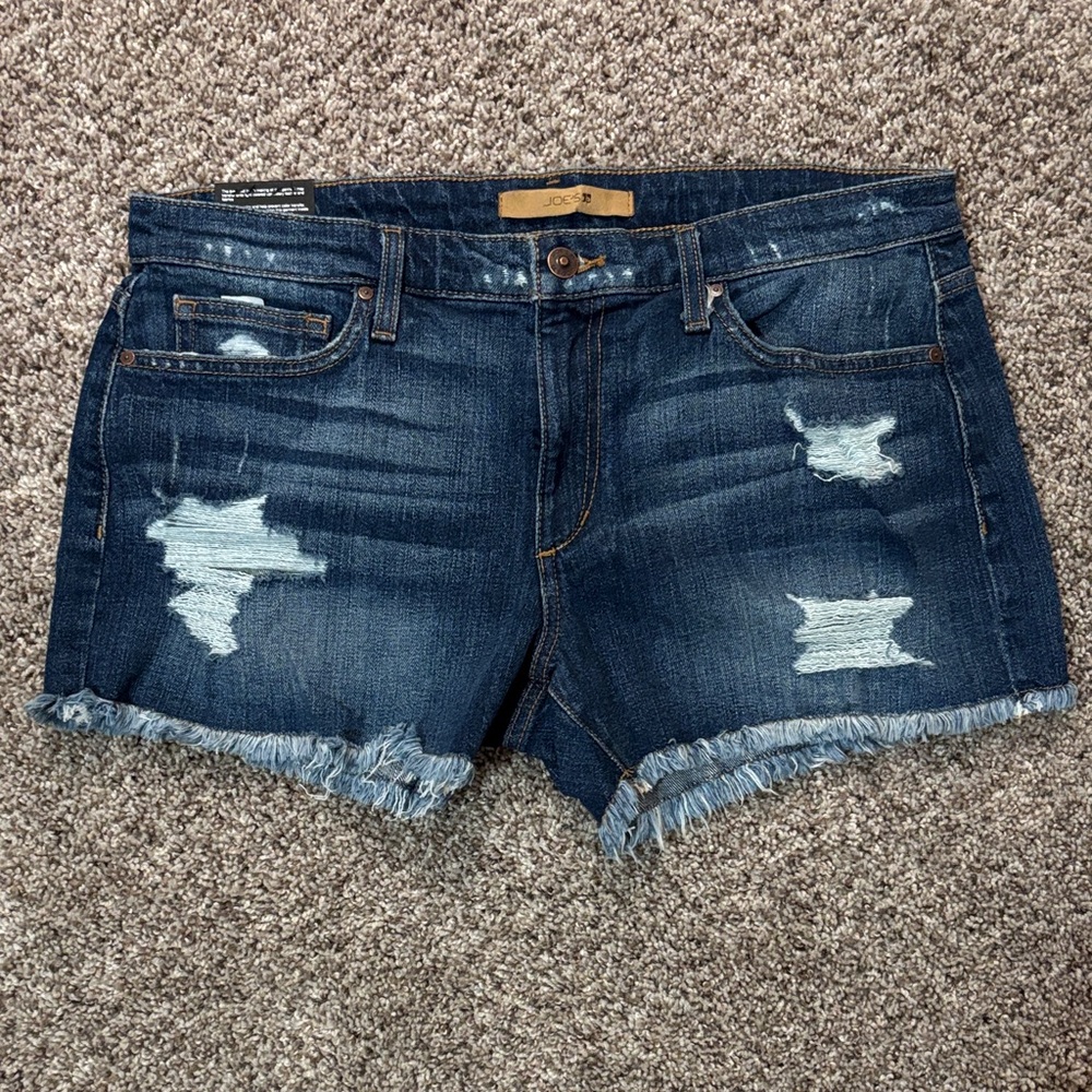 Joe's Jeans Dark Blue Frayed Jean Shorts
